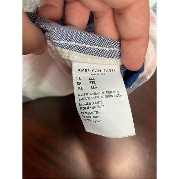 American Eagle Classic Fit Plaid Button Front Mens Shirt Size XXL - Picture 6 of 8